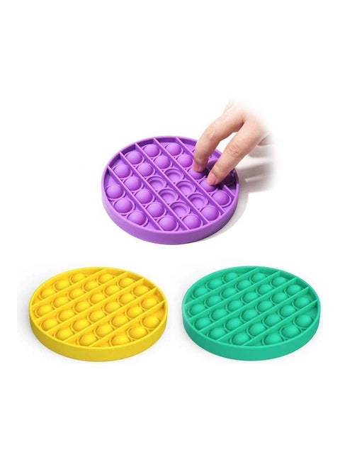 3-Piece Silicone Push Pop Mini Bubble Erogonomic Sensory Fidget Stress Relieve Squishy Toy Set 12.5x1.5x12.5cm