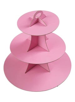 XiuWoo 3 Tier Cake Display Stand And Fruit Plate Pure Pink  - Image 1