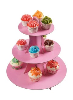 XiuWoo 3 Tier Cake Display Stand And Fruit Plate Pure Pink  - Image 2
