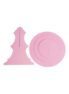 XiuWoo 3 Tier Cake Display Stand And Fruit Plate Pure Pink  - Image 3