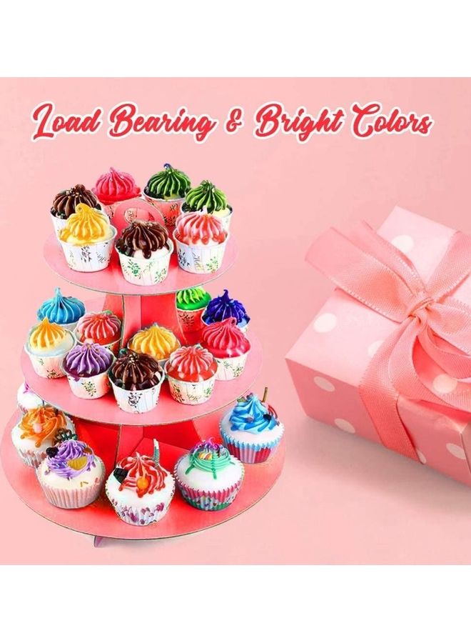 XiuWoo 1 Piece Cake Stand 3 Tier Removable Round Cake Stand Red - Image 4