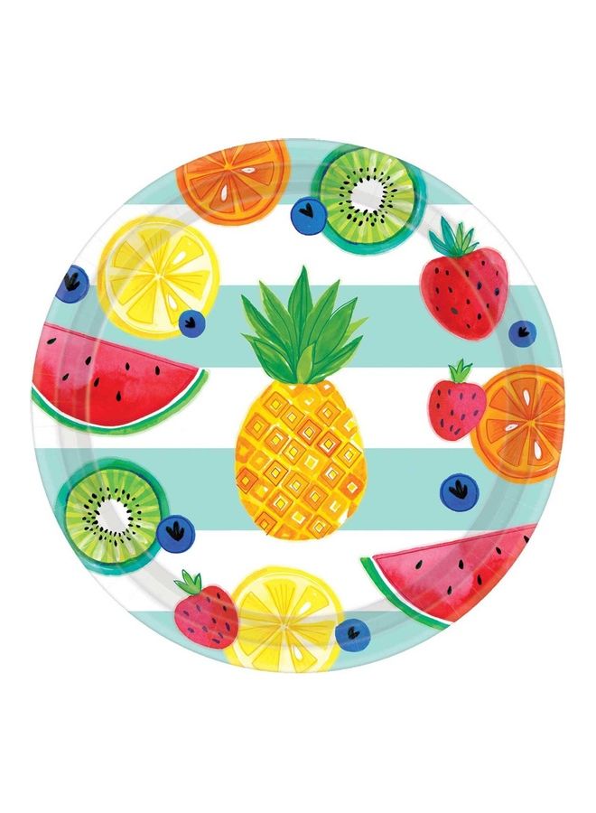 Amscan Pack Of 8 Hello Summer Round Paper Plates Set 10.5inch