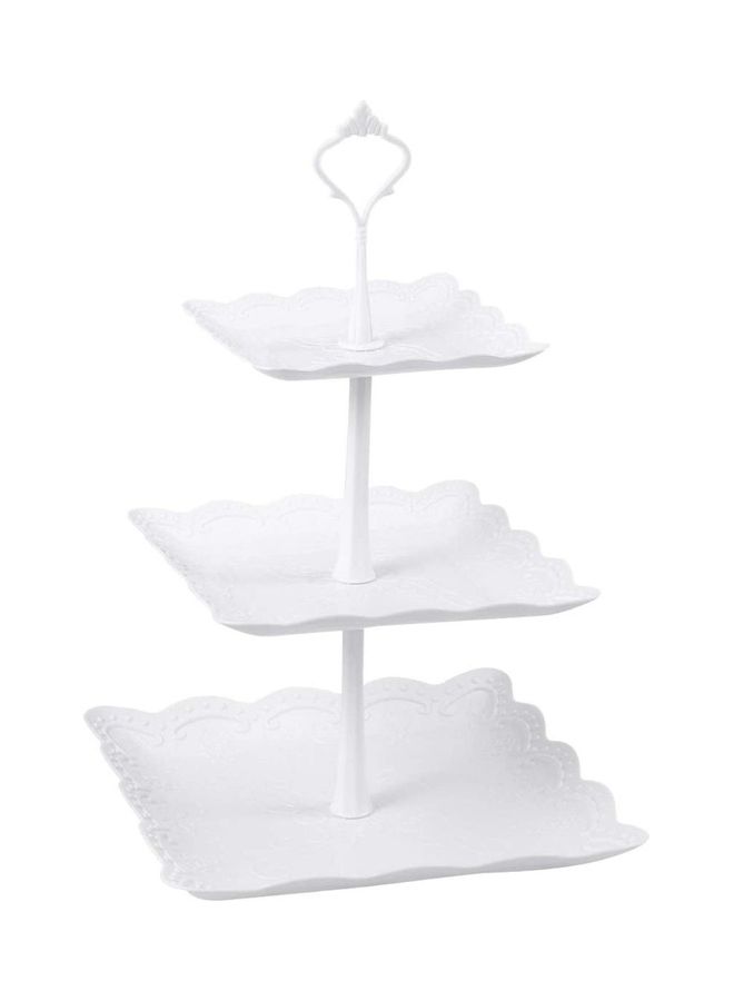 XiuWoo 3 Tier Cake Display Stand And Fruit Plate Square(white) - Image 1