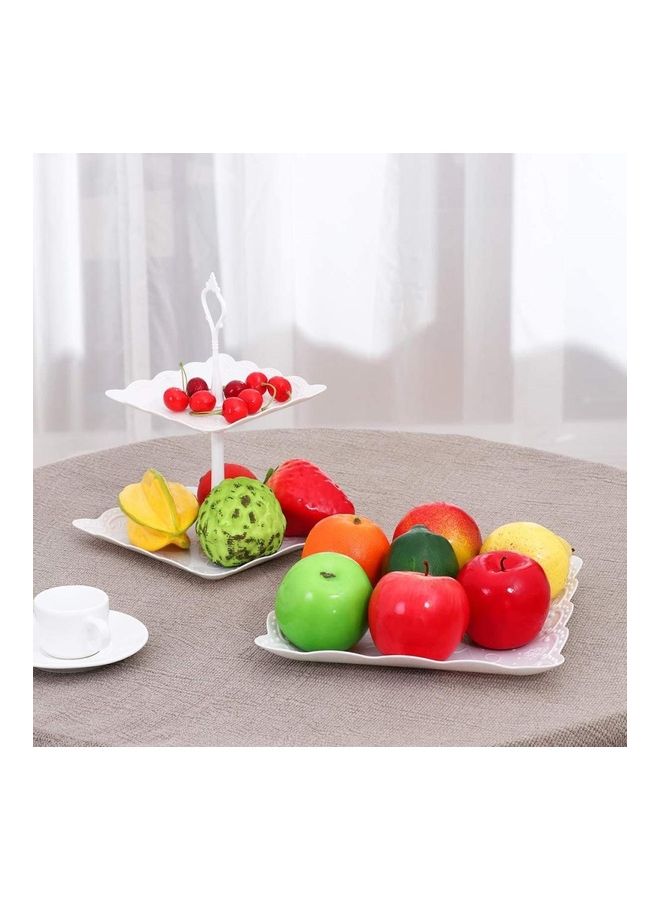 XiuWoo 3 Tier Cake Display Stand And Fruit Plate Square(white) - Image 2