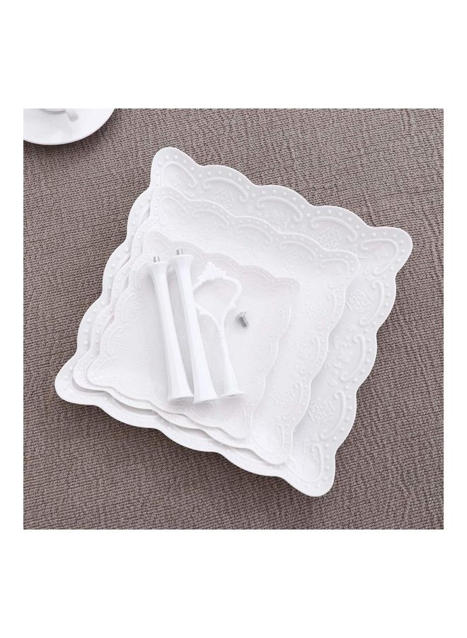 XiuWoo 3 Tier Cake Display Stand And Fruit Plate Square(white) - Image 5