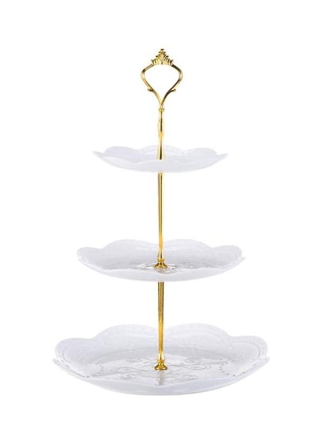 XiuWoo 1 Piece 3 Tier Cake Display Stand And Fruit Plate White 38cm - Image 1
