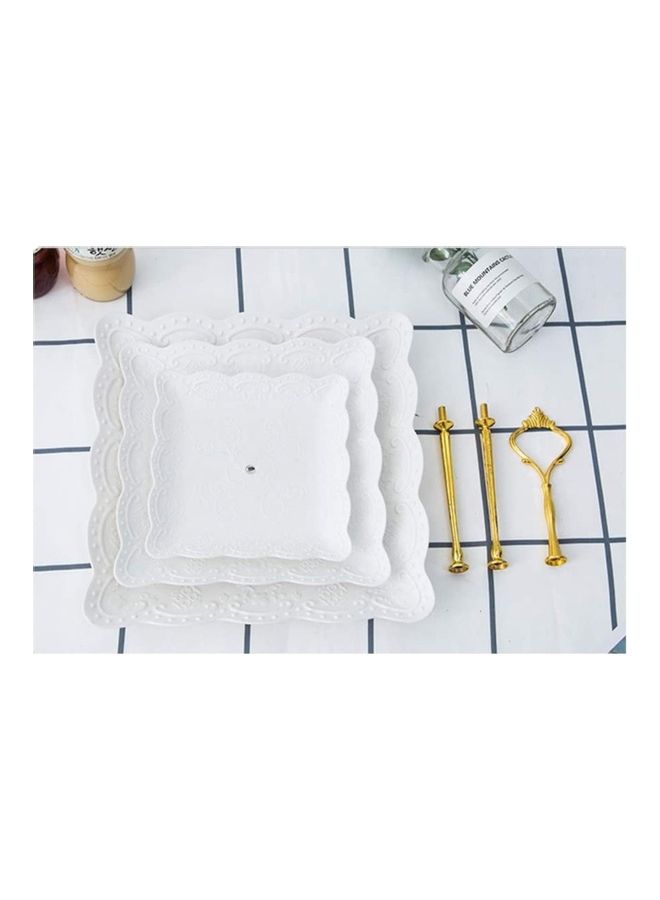 XiuWoo 1 Piece 3 Tier Cake Display Stand And Fruit Plate White 38cm - Image 4