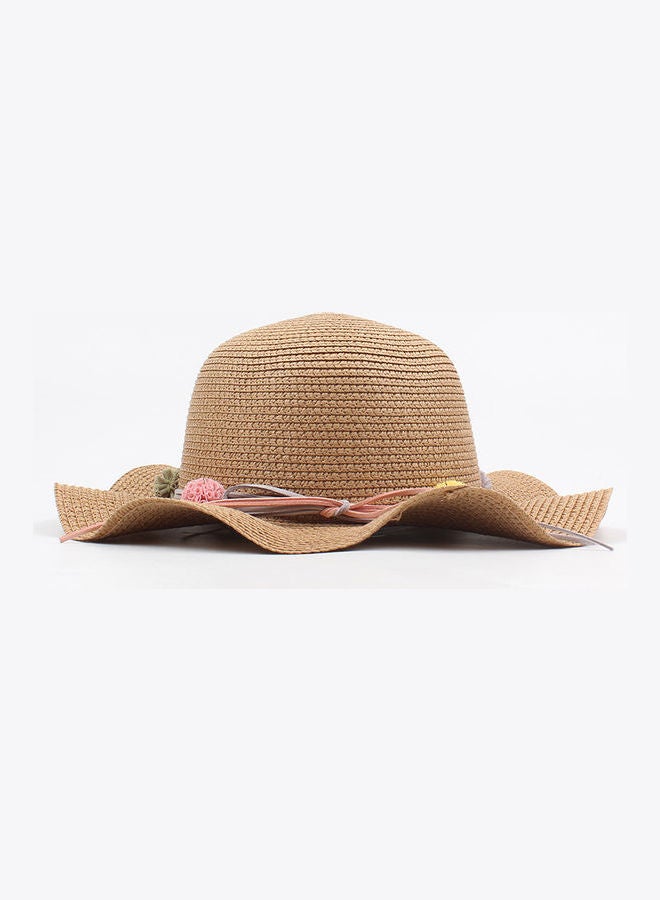 Generic Summer Wide Brim Casual Foldable Beach Hats Coffee  - Image 3