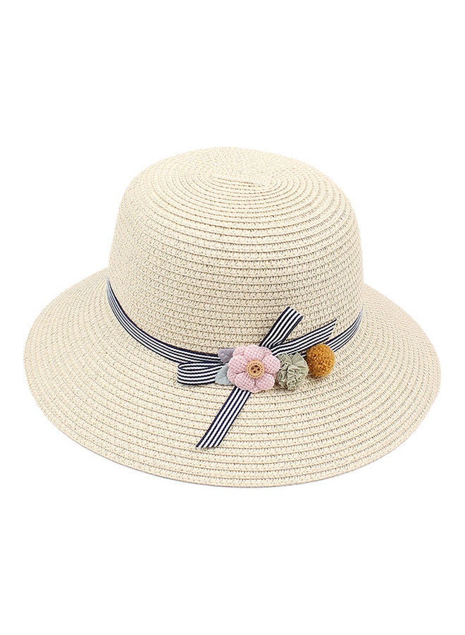 Generic Striped Summer Floppy Beach Vacation Hat Beige  - Image 1