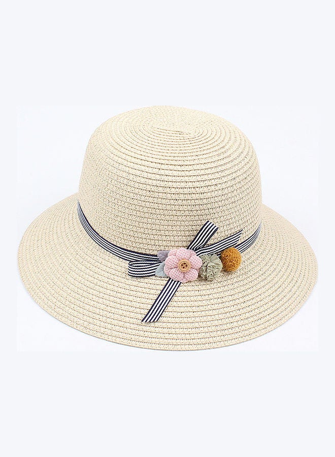 Generic Striped Summer Floppy Beach Vacation Hat Beige  - Image 2