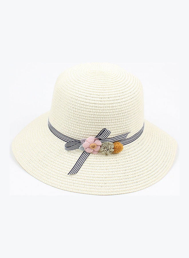 Generic Striped Summer Floppy Beach Vacation Hat Beige  - Image 2