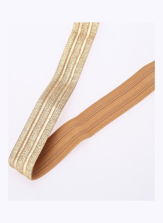 Leaves Clasp Front Stretch Skinny Elastic Belt Gold - Image 4