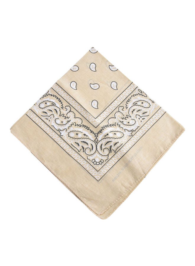 Generic Retro Print Square Scarf Beige / White 