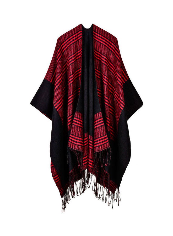 Oversized Warm Long Winter Cape Red/Black