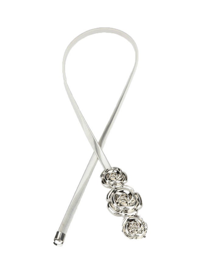 Rose Clasp Front Stretch Spring Waist Strap Silver  - Image 1