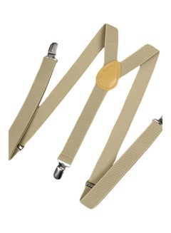 Generic Clip On Suspenders Elastic Y-Shape Back Formal Braces Khaki  - Image 1