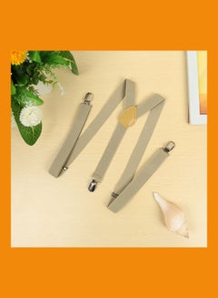 Generic Clip On Suspenders Elastic Y-Shape Back Formal Braces Khaki  - Image 3