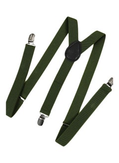 Generic Clip On Suspenders Elastic Y-Shape Back Formal Braces Dark Green  - Image 1