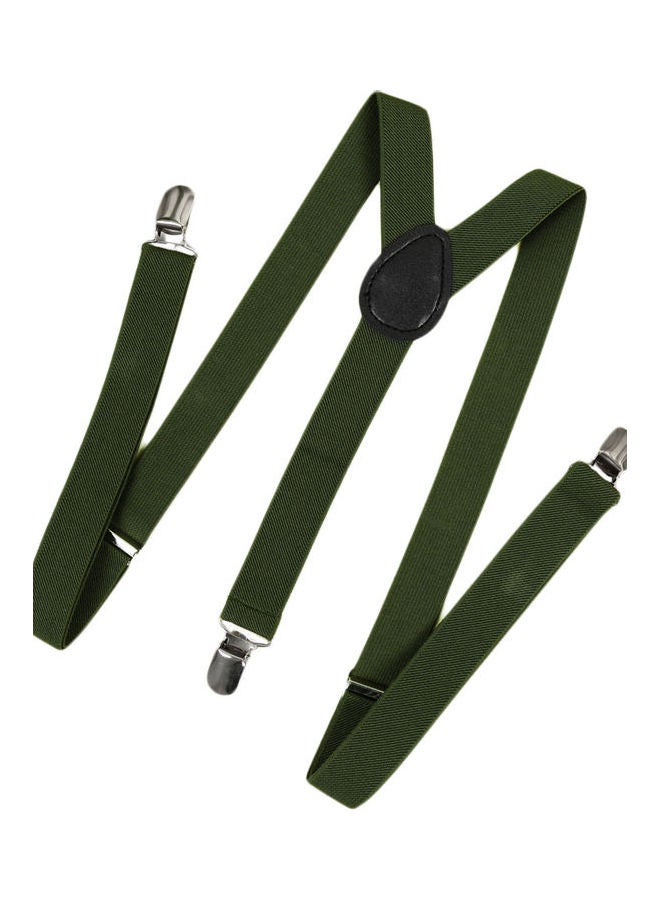 Clip On Suspenders Elastic Y-Shape Back Formal Braces Dark Green - Image 1