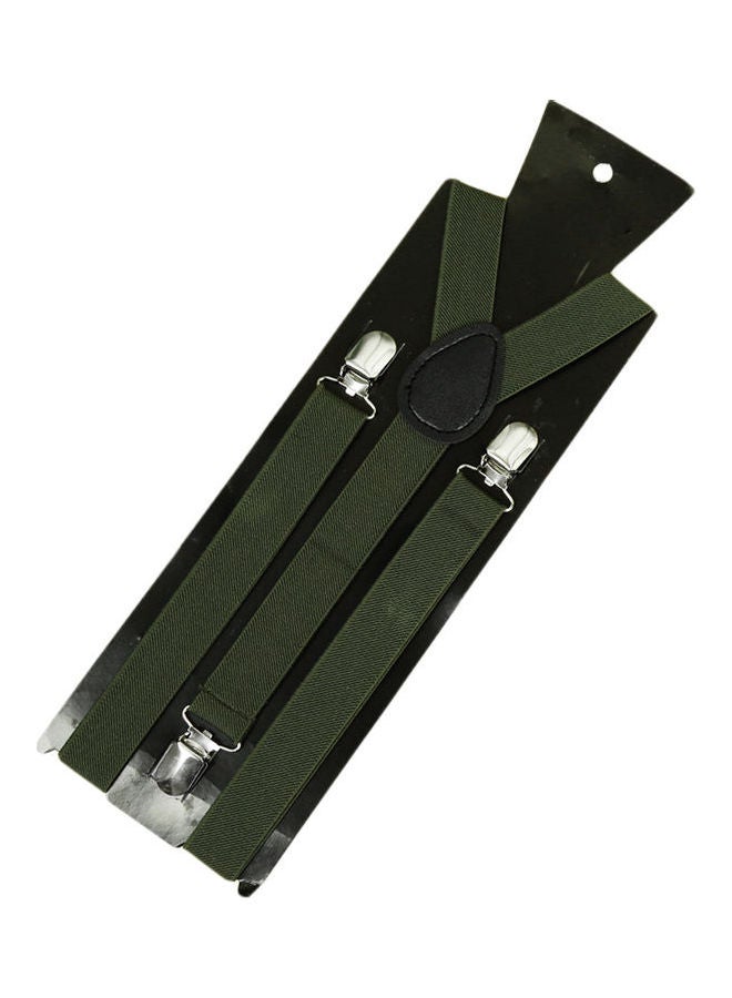 Clip On Suspenders Elastic Y-Shape Back Formal Braces Dark Green - Image 2