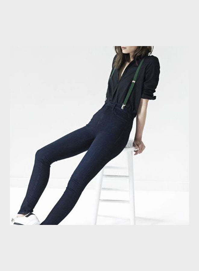 Clip On Suspenders Elastic Y-Shape Back Formal Braces Dark Green - Image 3