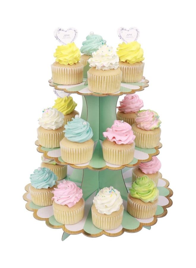 XiuWoo 3 Tier Cake Display Stand And Fruit Plate Green Lollipop  - Image 1