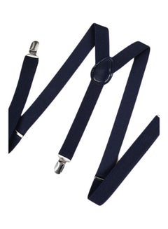 Clip On Suspenders Elastic Y-Shape Back Formal Braces Dark Blue
