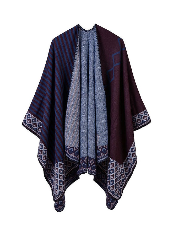 Poncho Scarf Cardigan Striped Vintage Warm Cape Shawl Multicolour - Image 1