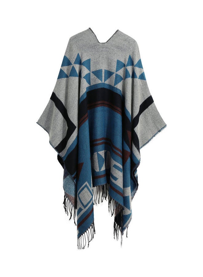 Knitted Shawl Poncho Faux Multicolour - Image 1