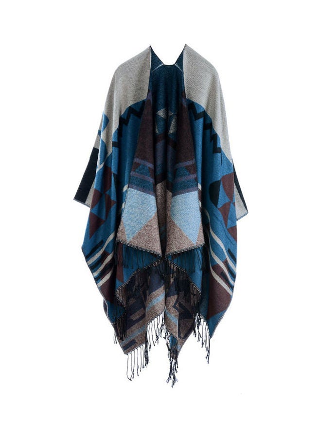 Knitted Shawl Poncho Faux Multicolour - Image 3