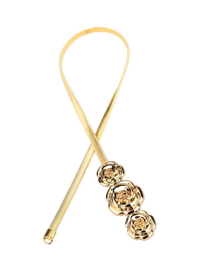 Generic - Rose Clasp Front Stretch Spring Waist Strap Gold - Image 1