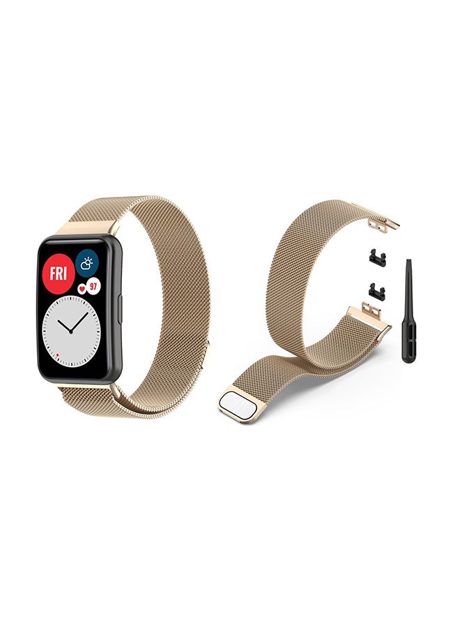 Perfii - Stainless Steel Milanese Replacement Band For Huawei Watch Fit Gold/Black - Image 1