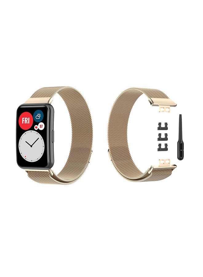 Perfii - Stainless Steel Milanese Replacement Band For Huawei Watch Fit Gold/Black - Image 1