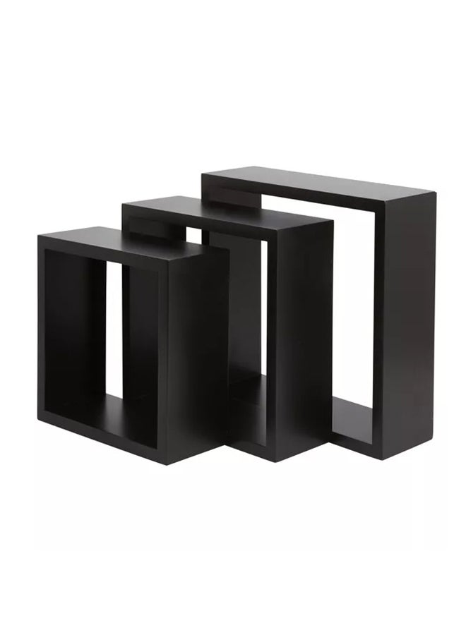 Roman Gifts 3-Piece Floating Wall Shelves Black 25x25cm  - Image 1