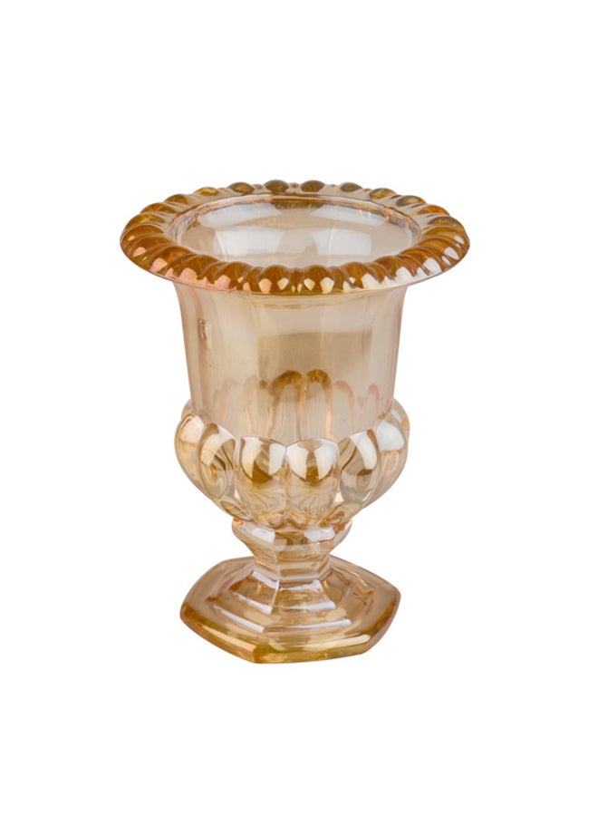 Flower Crystal Glass Gold/Clear 14cm