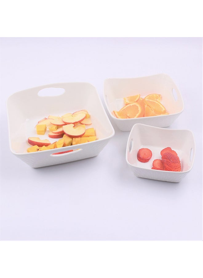 3-Piece Serving Plate Set White 15 x 20 x 25cm