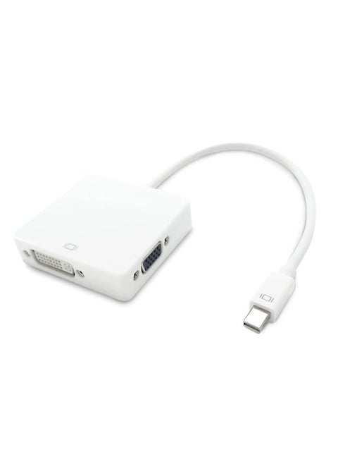 3 in 1 Display Port DP Male To HDMI DVI VGA Female Cable Adapter white