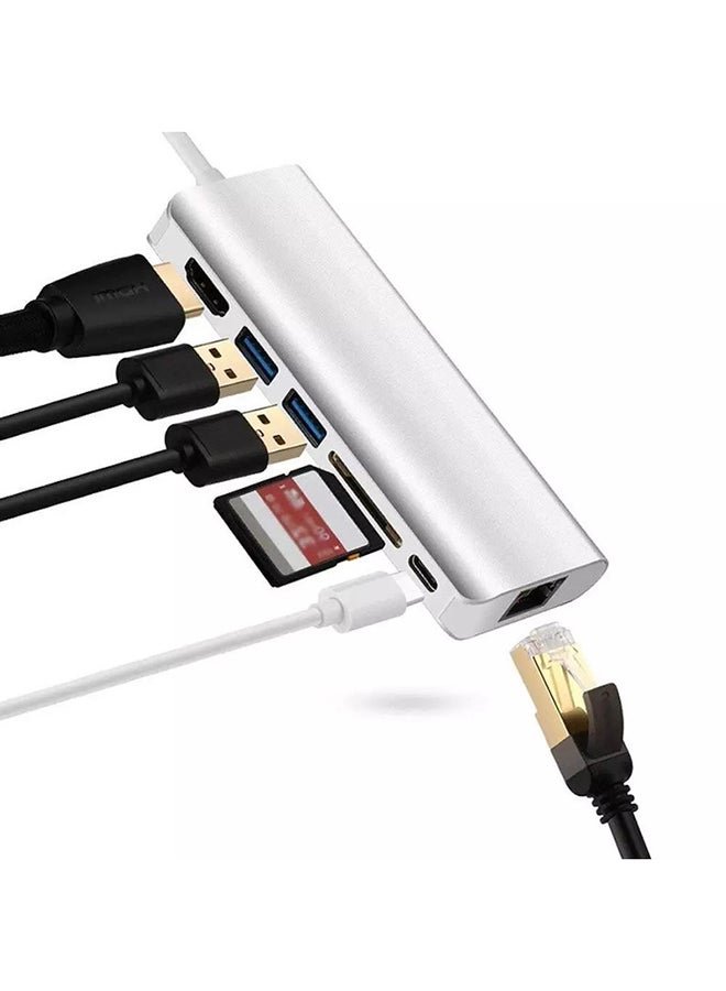 موزع USB C محمول مع 6 منافذ أبيض - Image 2