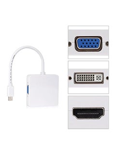 Generic 3 in 1 Display Port DP Male To HDMI DVI VGA Female Cable Adapter white  - Image 2