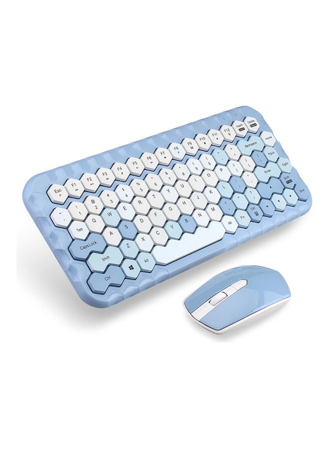 Cordless Round Cap Keyboard and Mouse Set Blue 