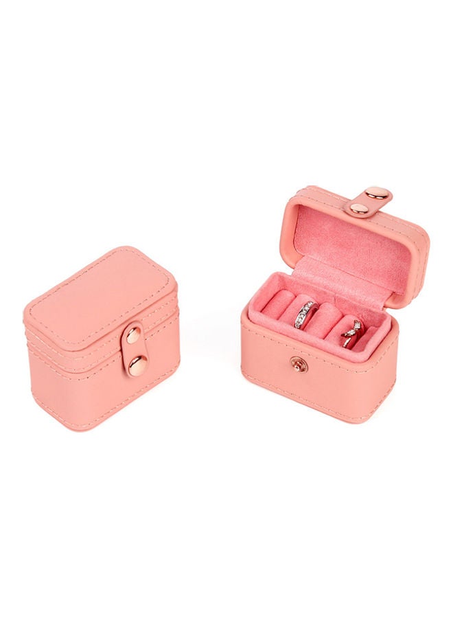 QiaoKai Leather Mini Button Jewelry Storage Box pink  - Image 2