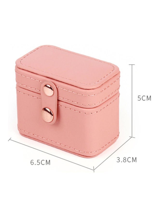 QiaoKai Leather Mini Button Jewelry Storage Box pink  - Image 3