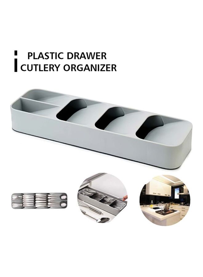 Generic Drawer Cutlery Organizer Tray Grey 11 x 39.6 x 5.5cm  - Image 1