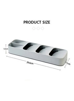 Generic Drawer Cutlery Organizer Tray Grey 11 x 39.6 x 5.5cm  - Image 3