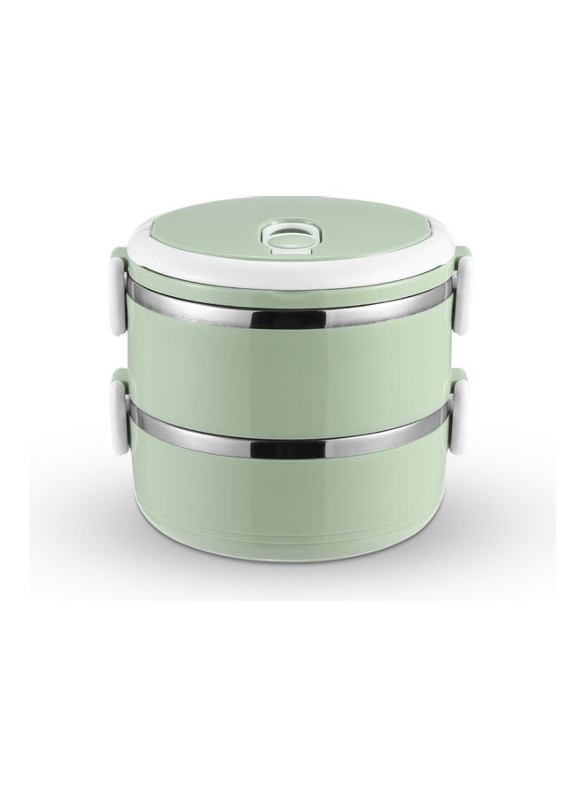 Generic Portable Double Layer Insulated Lunch Box Green/White 15 x 13 x 15cm  - Image 3
