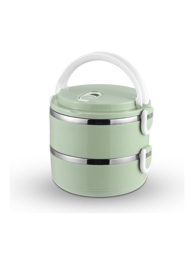 Generic Portable Double Layer Insulated Lunch Box Green/White 15 x 13 x 15cm  - Image 4