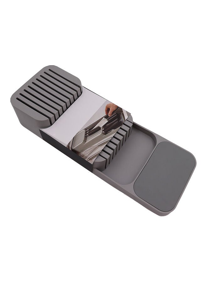 Generic Kitchen Knife Drawer Organizer Tray Grey 7.3 x 39.5 x 13.7cm  - Image 1