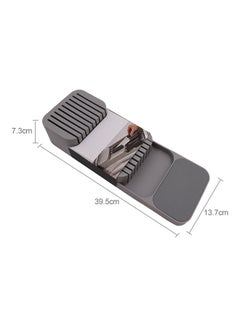 Generic Kitchen Knife Drawer Organizer Tray Grey 7.3 x 39.5 x 13.7cm  - Image 2