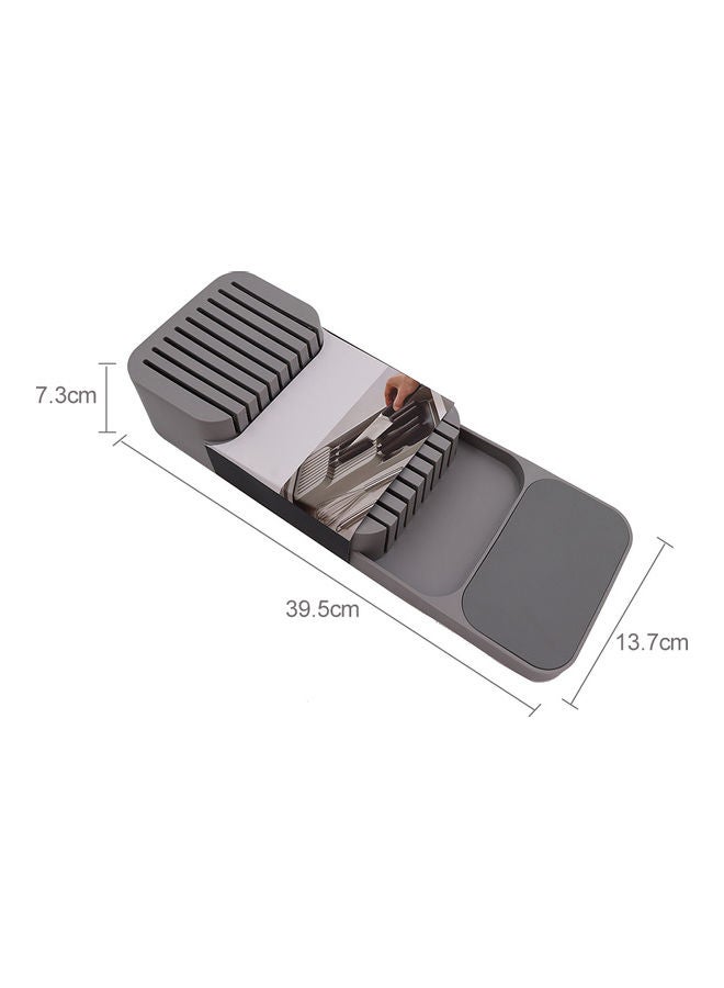 Generic Kitchen Knife Drawer Organizer Tray Grey 7.3 x 39.5 x 13.7cm  - Image 2