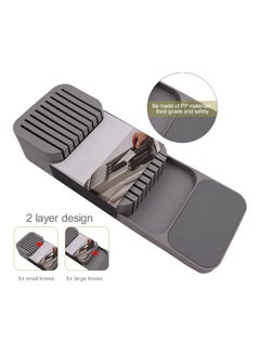 Generic Kitchen Knife Drawer Organizer Tray Grey 7.3 x 39.5 x 13.7cm  - Image 3